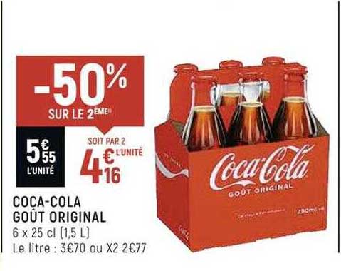 coca-cola goût original -50% sur le 2ème