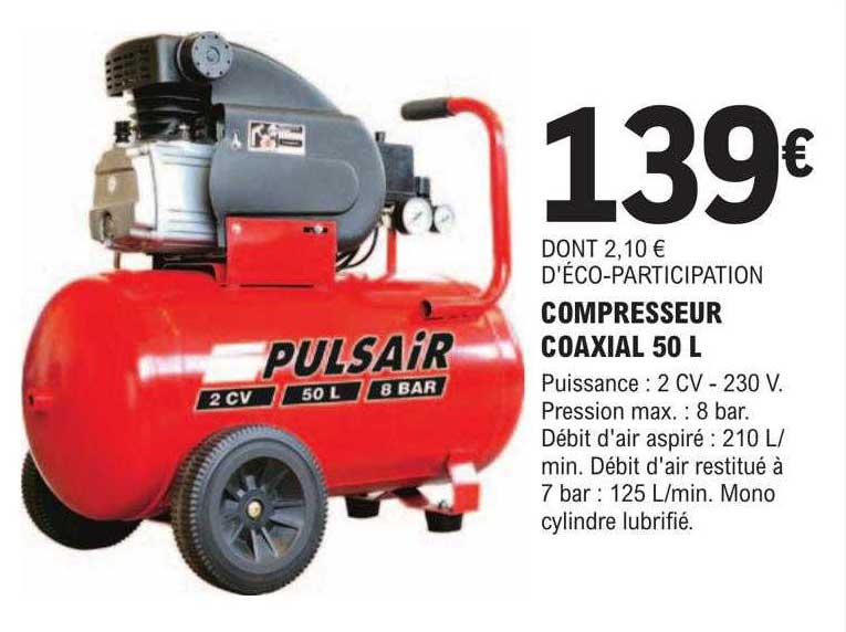 compresseur coaxial 50l pulsair