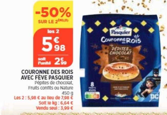 couronne des rois avec fève pasquier -50% sur le 2ème