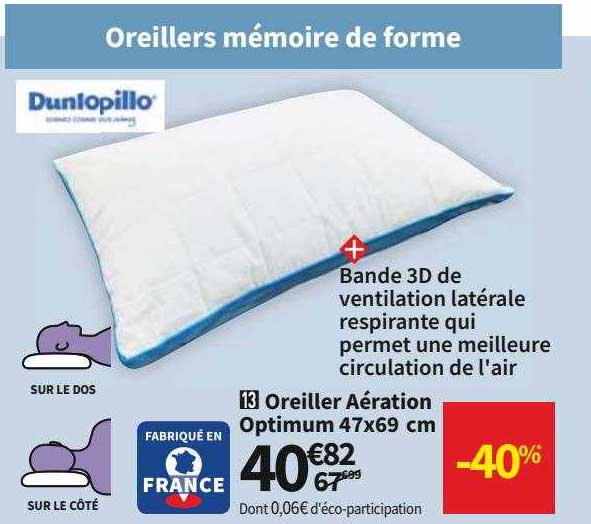 dunlopillo oreiller aération optimum