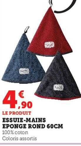 essuie-mains éponge rond 60 cm