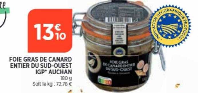 foie gras de canard entier du sud-ouest igp auchan