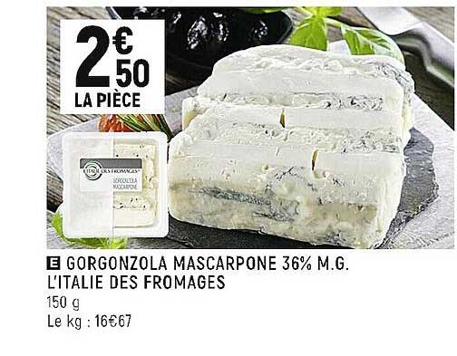 gorgonzola mascarpone 36% m.g. l'italie de fromages
