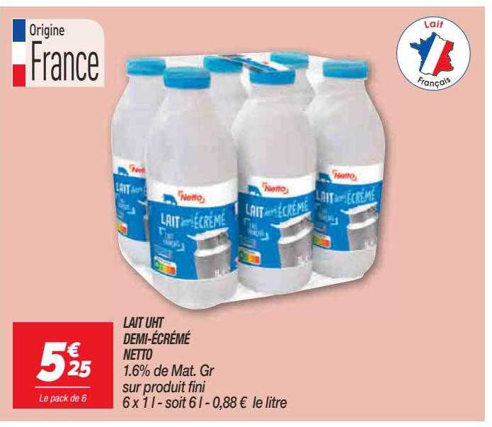 lait uht demi-écrémé netto