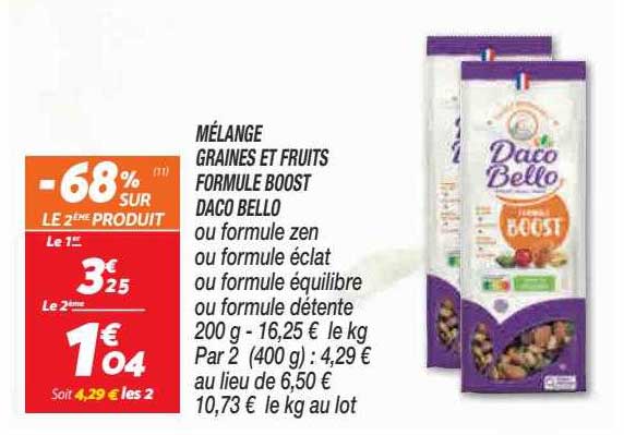 mélange graines et fruits formule boost daco bello