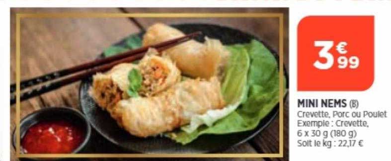 mini nems crevette porc ou poulet exemple : crevette