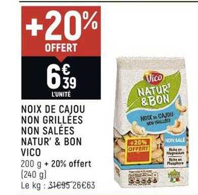 noix de cajou non grillées non salées natur' & bon vico