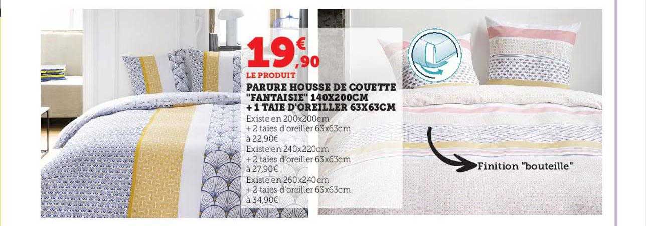parure housse de couette "fantaisie" 140 x 200 cm + 1 taie d'oreiller 63 x 63 cm