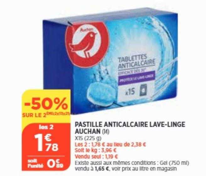 pastille anticalcaire lave-linge auchan