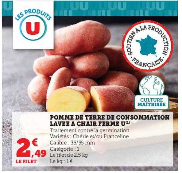 Pomme De Terre De Consommation Lavée à Chair Ferme U