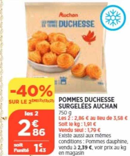 pommes duchesses surgelées auchan