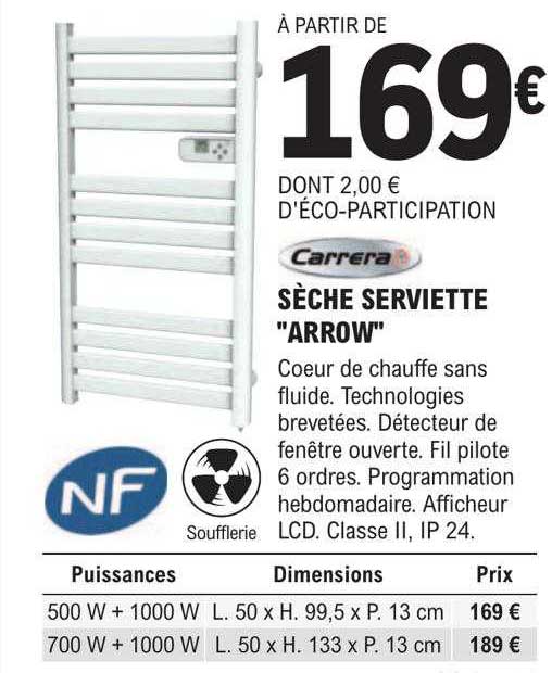 sèche serviette "arrow" carrera