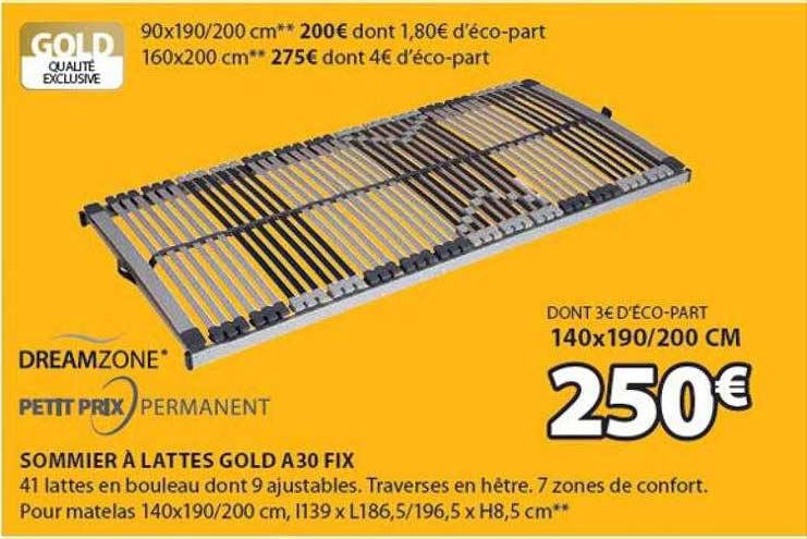 sommier à lattes gold a30 fix dreamzone
