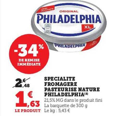 Spécialité Fromagère Pasteurisé Nature Philadelphia