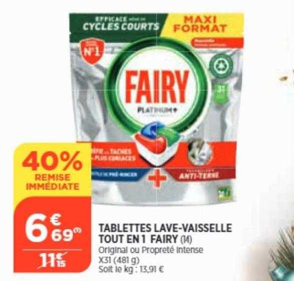 tablettes lave-vaisselle tout en 1 fairy