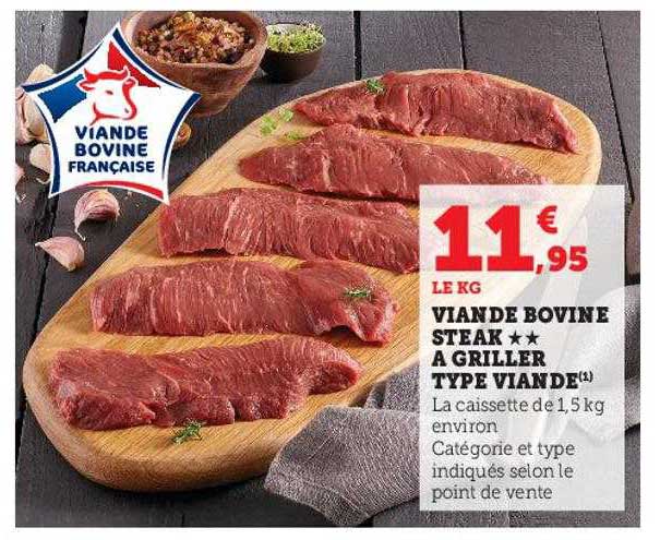viande bovine steak à griller type viande