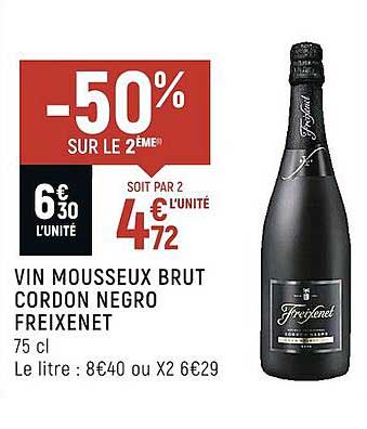 vin mousseux brut cordon negro freixenet -50% sur le 2ème