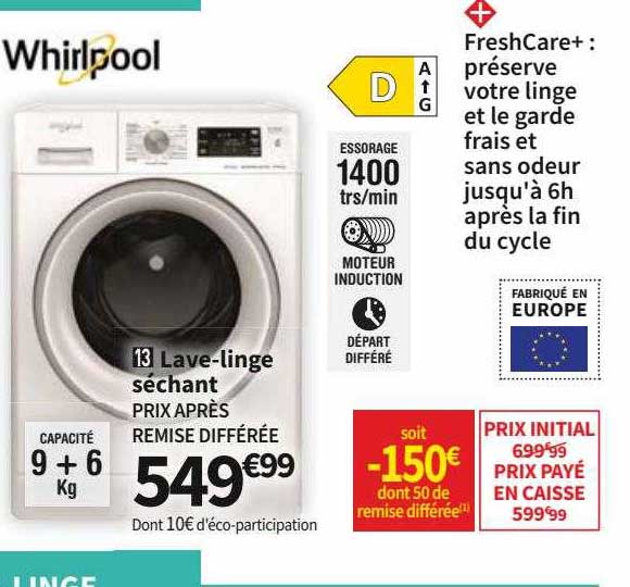 whirlpool lave-linge séchant