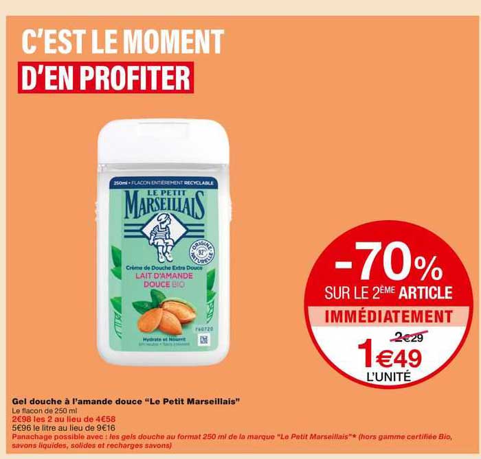 gel douche à l'amande douce "le petit marseillais"