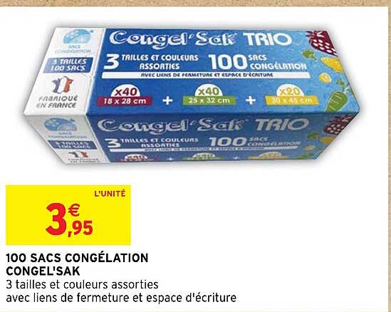 100 Sacs Congélation Congel'sak
