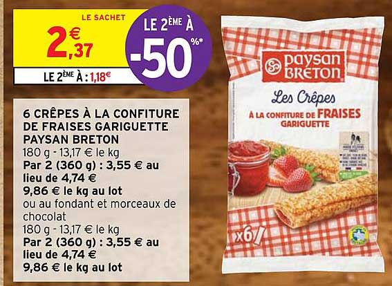 6 crêpes à la confiture de fraises gariguette paysan breton