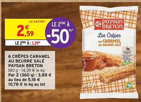 6 crêpes caramel au beurre salé paysan breton
