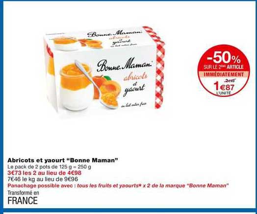 abricots et yaourt bonne maman
