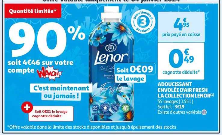 adoucissant envolée d'air fresh la collection lenor