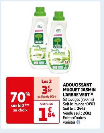 adoucissant muguet jasmin l'arbre vert