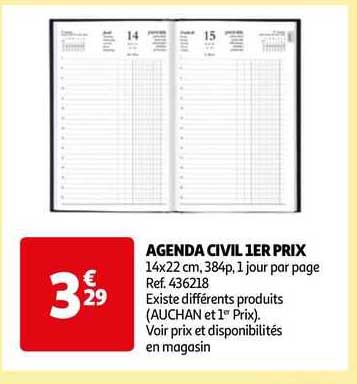 agenda civil 1er prix