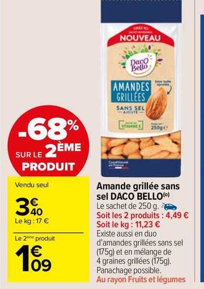 amande grillée sans sel daco bello