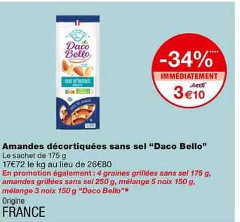 amandes décortiquées sans sel daco bello