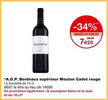 aop bordeaux supérieur mouton cadet rouge