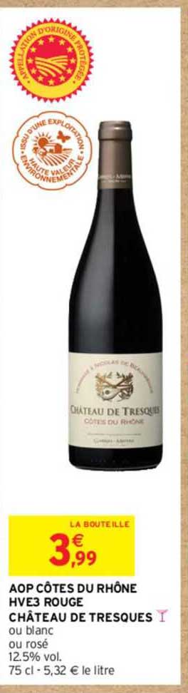 aop côtes du rhône hve3 rouge château de tresques