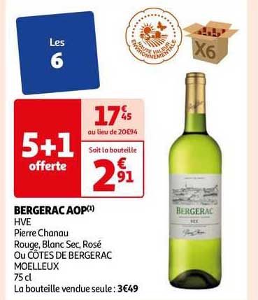 bergerac aop hve pierre chanau rouge, blanc sec, rosé ou côtes de bergerac moelleux