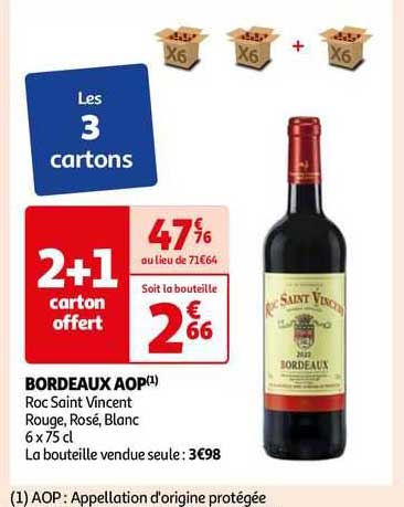 bordeaux aop roc saint vincent rouge, rosé, blanc