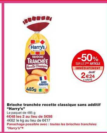 brioche tranchée recette classique sans additif harry's