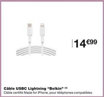 câble usbc lightning "belkin"