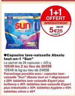capsules lave-vaisselle absolu tout-en-1 "sun"