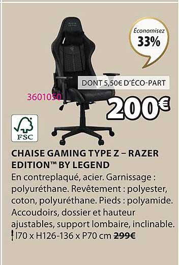 chaise gaming type z - razer edition by legend