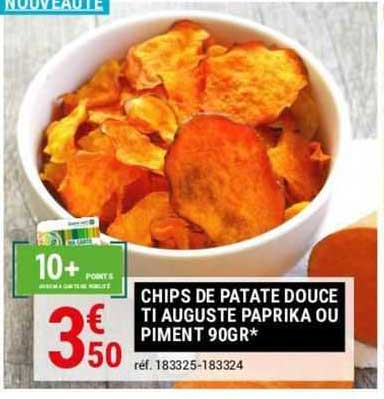 chips de patate douce ti auguste paprika ou piment 90gr