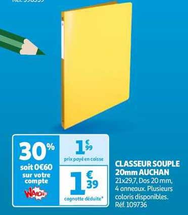 classeur souple 20mm auchan