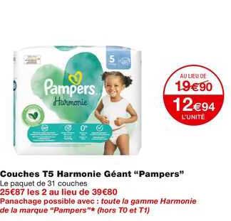Couches T5 Harmonie Géant "pampers"