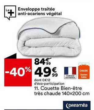 couette bien-être très chaude 140 x 200 cm dreaméa