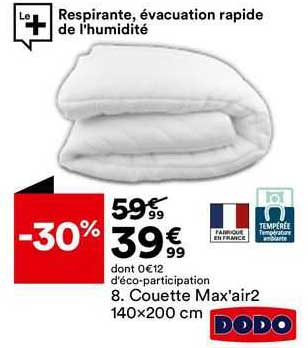 couette max'air2 140 x 200 cm dodo