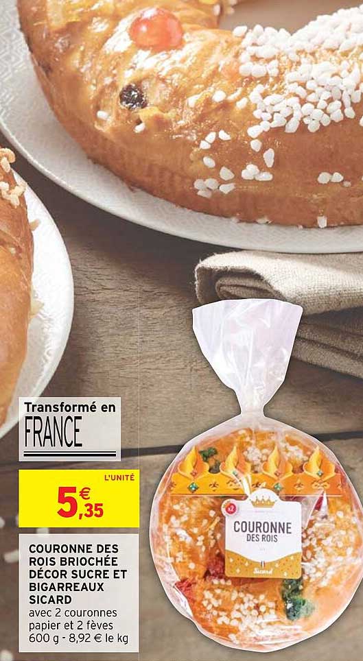 couronne des rois briochée décor sucre et bigarreaux sicard