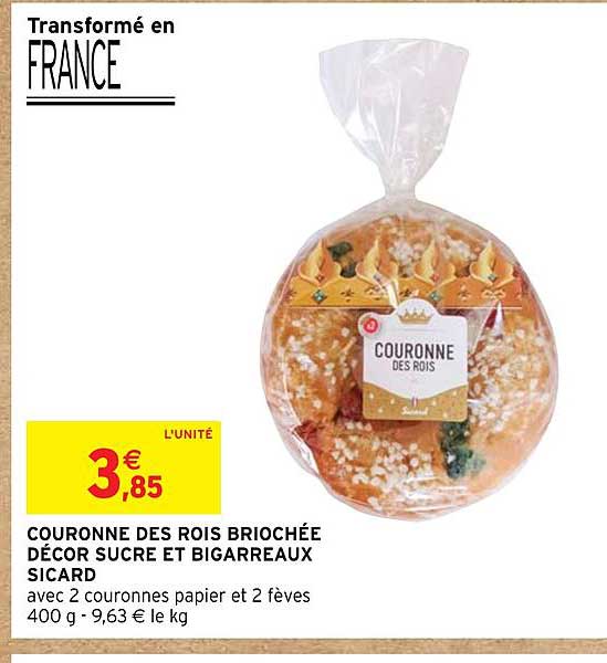 couronne des rois briochée décor sucre et bigarreaux sicard