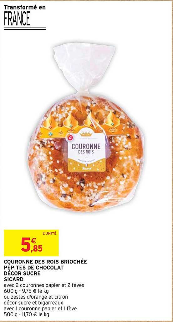 couronne des rois briochée pépites de chocolat décor sucre sicard