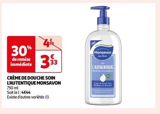 Crème De Douche Soin L'authentique Monsavon
