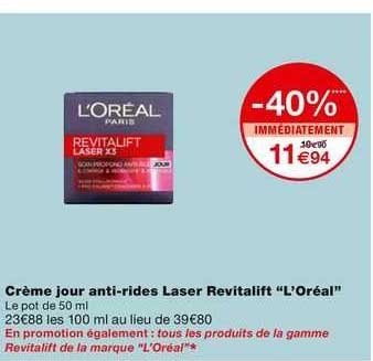 crème jour anti-rides laser revitalift "l'oréal"